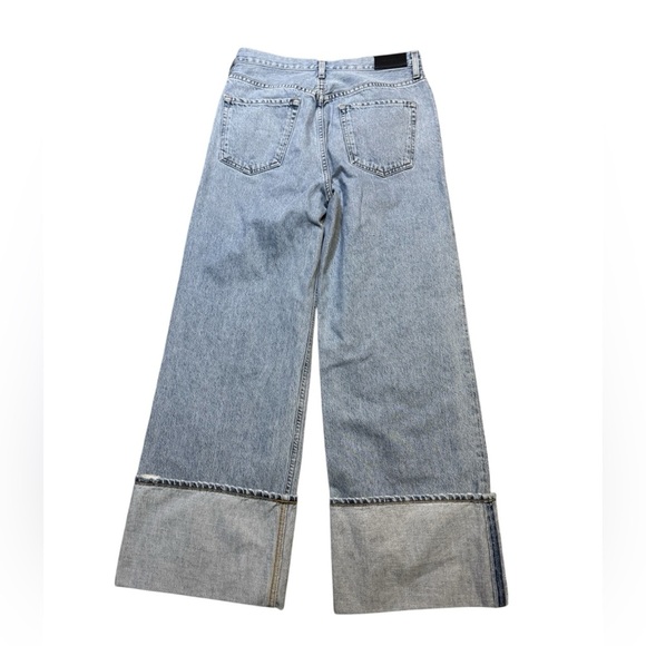 👖 Goldsign Folded-Edge Wide Leg Jeans Women’s 28 High Rise Blue Designer 👖 - Picture 4 of 6